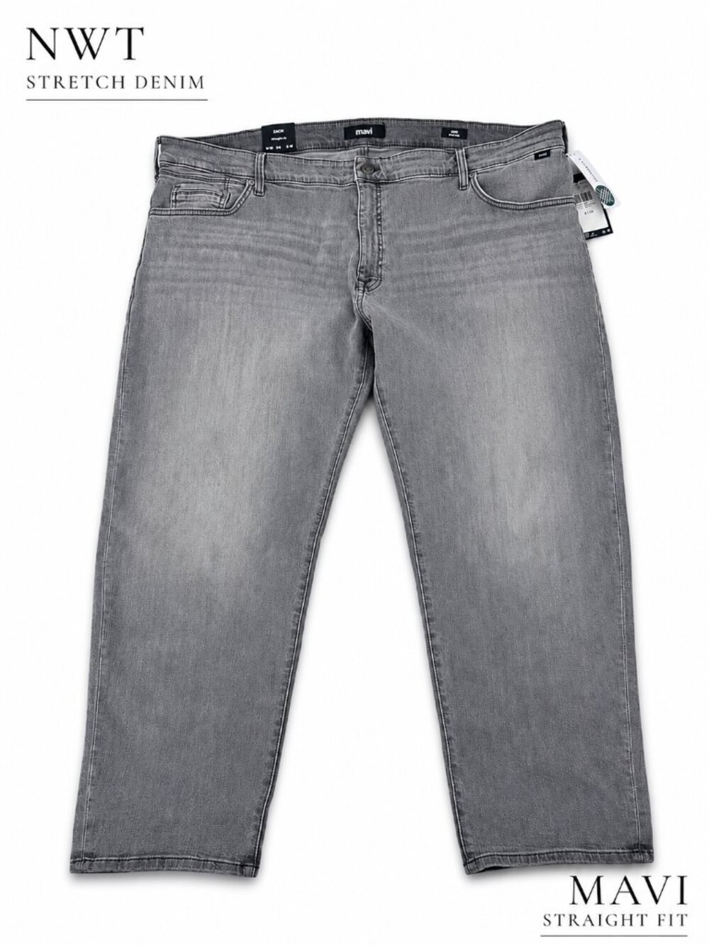 NWT Mavi Zach Straight Fit Stretch Jeans Light Gray Williamsburg 48x30
